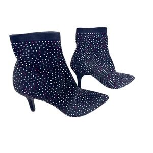 NEW!!! "INC" Sock Bray Bootie Bling Crystals‎ Size 7M Pointed Toe Heel Gypsy